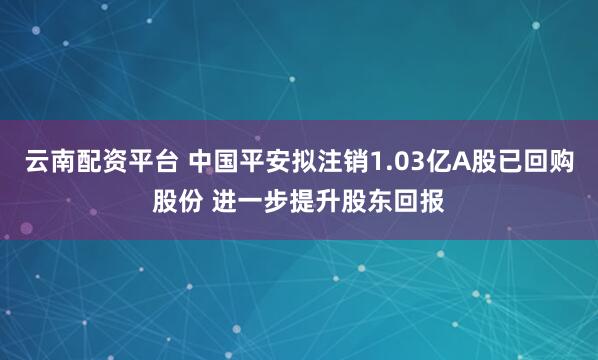 云南配资平台 中国平安拟注销1.03亿A股已回购股份 进一步提升股东回报
